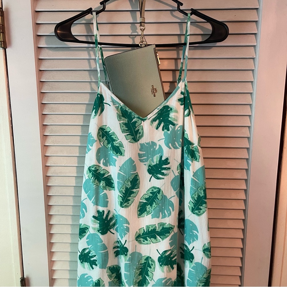 J. Crew Palm Leaf Sundress Adj Straps S